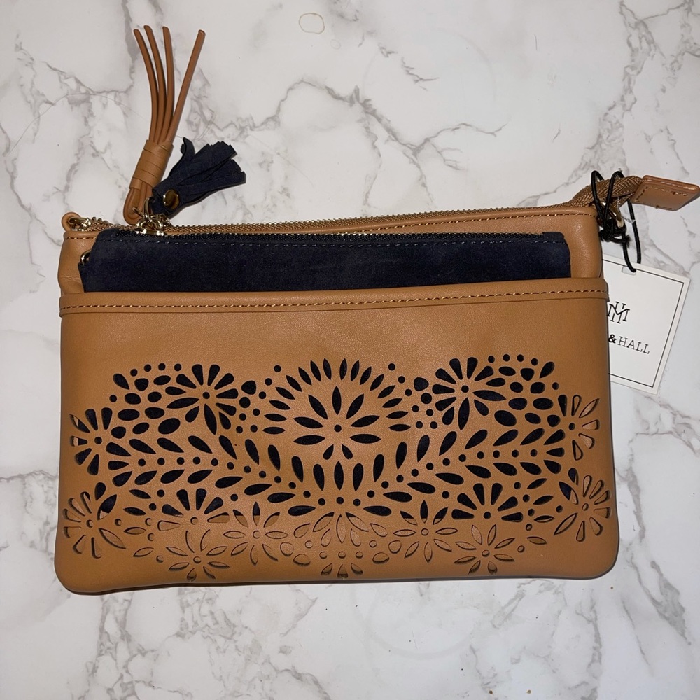 NWT Mark & Hall two piece crossbody blue and tan - Picture 1 of 4